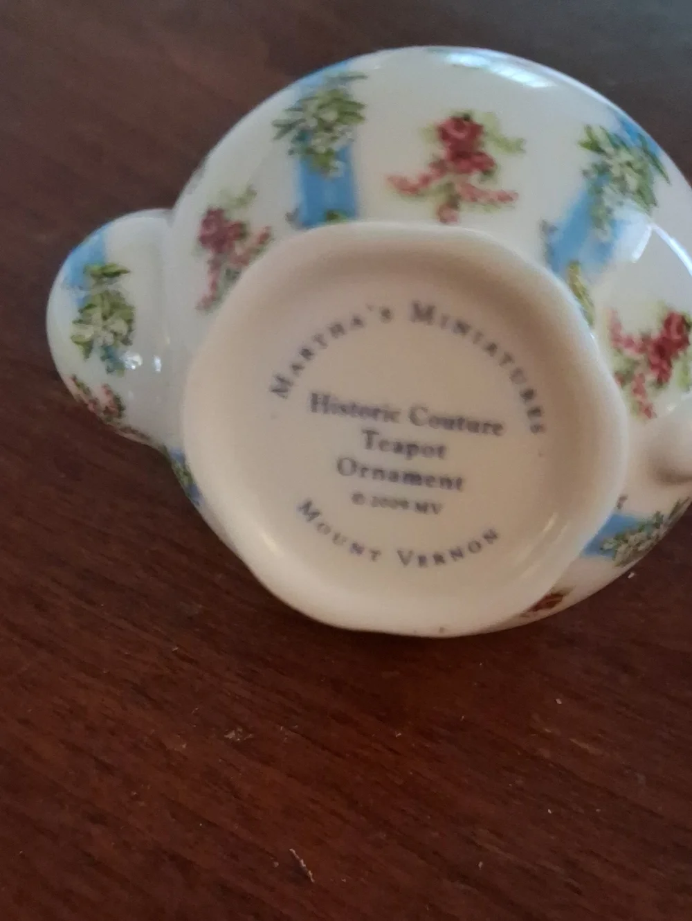 Martha's Miniatures From Shops At Mount Vernon Porcelain Teapot Ornament